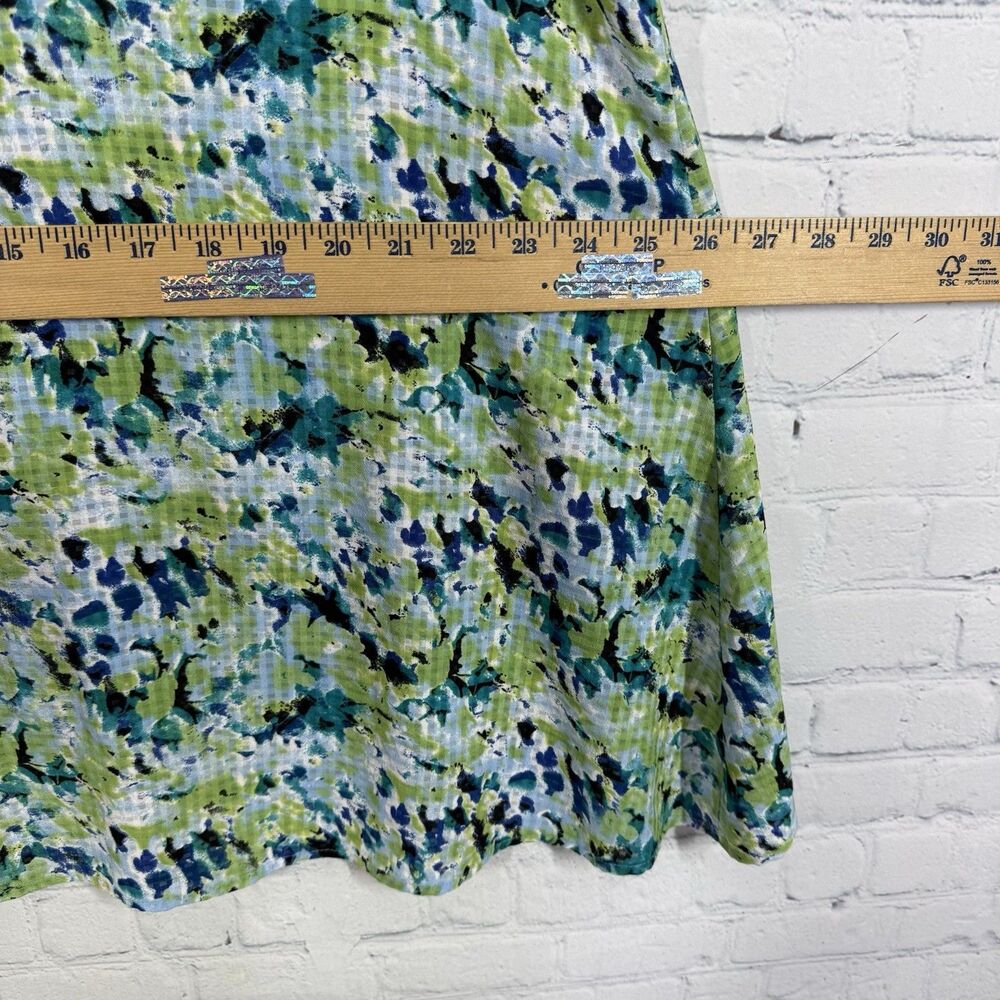 Kim Rogers Women’s Size 2X Sleeveless Button Front Blouse Green Blue Abstract Pr - Picture 9 of 10